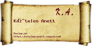 Köteles Anett névjegykártya